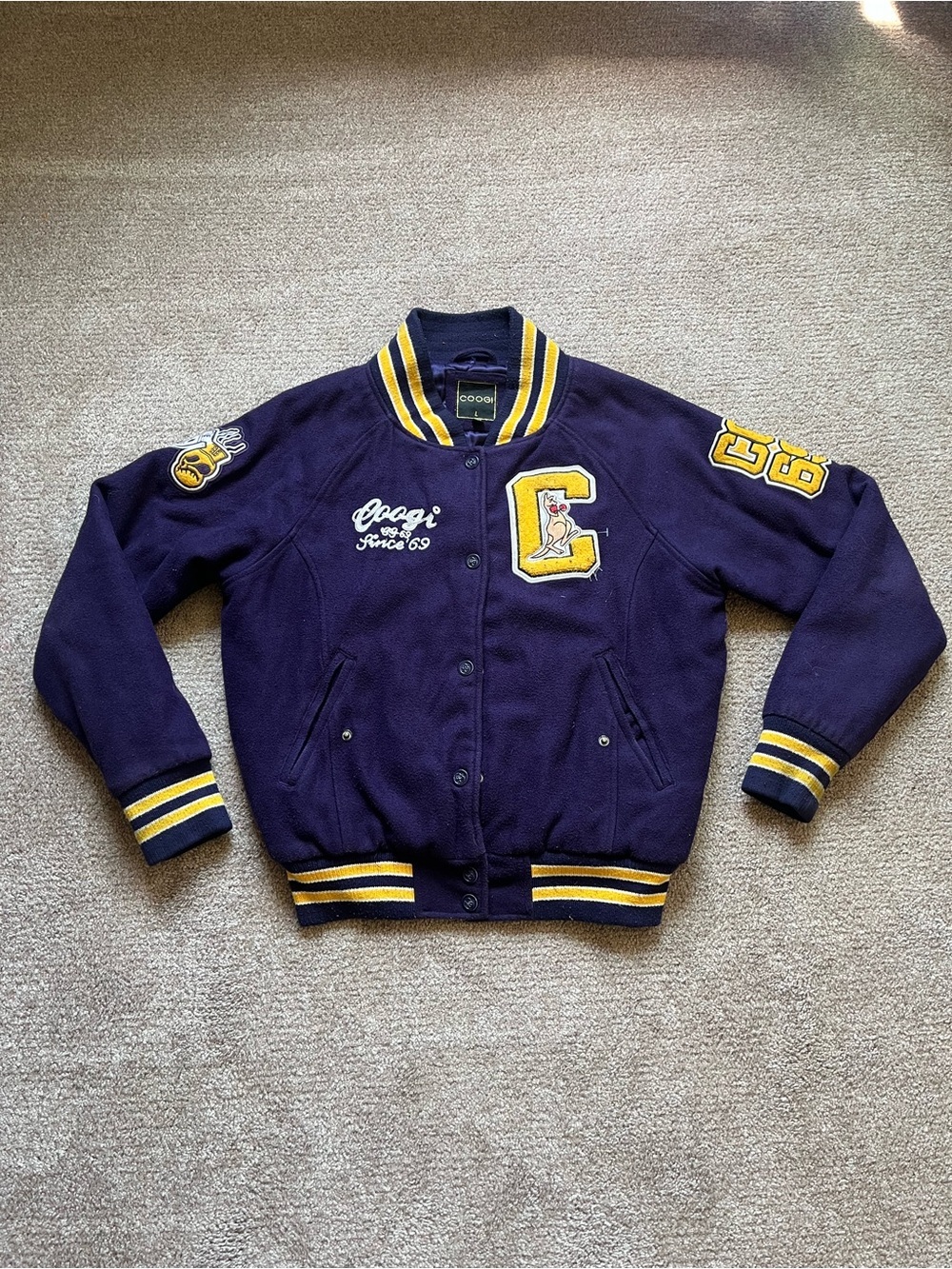 VTG 00’s / Y2K COOGI Purple & Gold Varsity Jacket